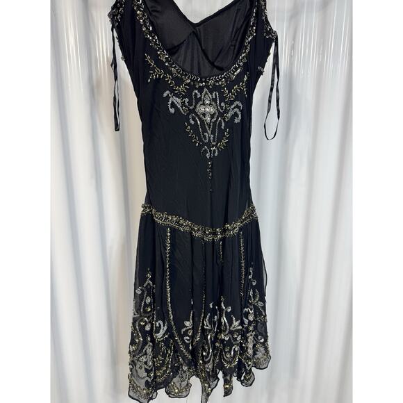 Sue Wong Nocturne Silk Beaded Petal Dress Ballet Flapper Fairy Coquette Size 10 - Picture 4 of 7